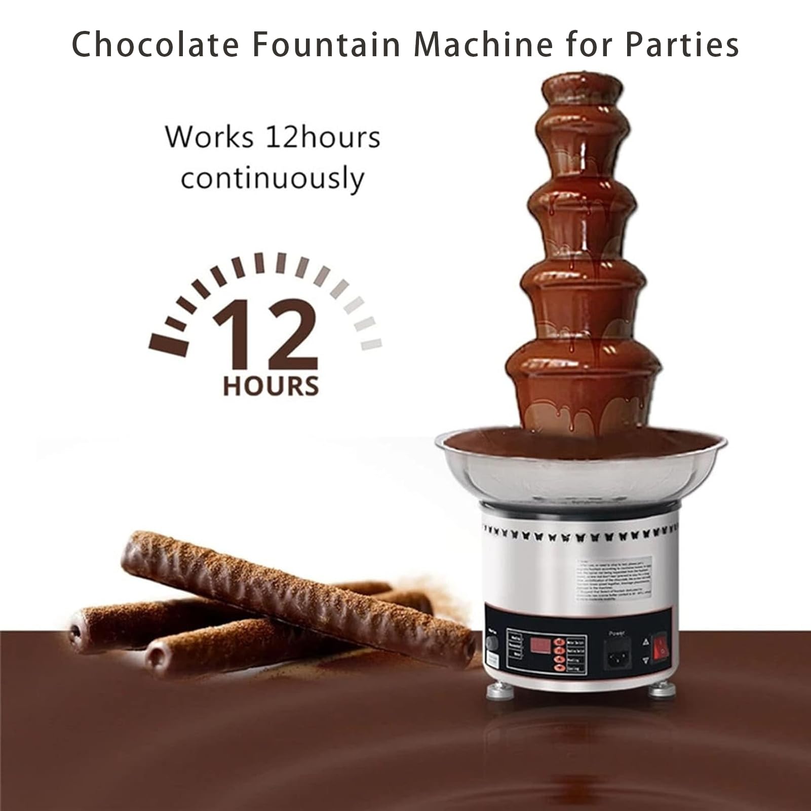 Torre De Fondue De Chocolate Caliente Comercial 4/5/6 Niveles En Acero Inoxidable, Fuente De Chocolate Profesional, para Derretir Y Calentar Nachos, Queso, Licores En Fiestas Y Bodas