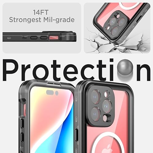 Miniatura 4 de Miimall Funda impermeable compatible con iPhone 15 Pro, iPhone 15 Pro, protector de pantalla integrado, a prueba de caídas, a prueba de polvo, a