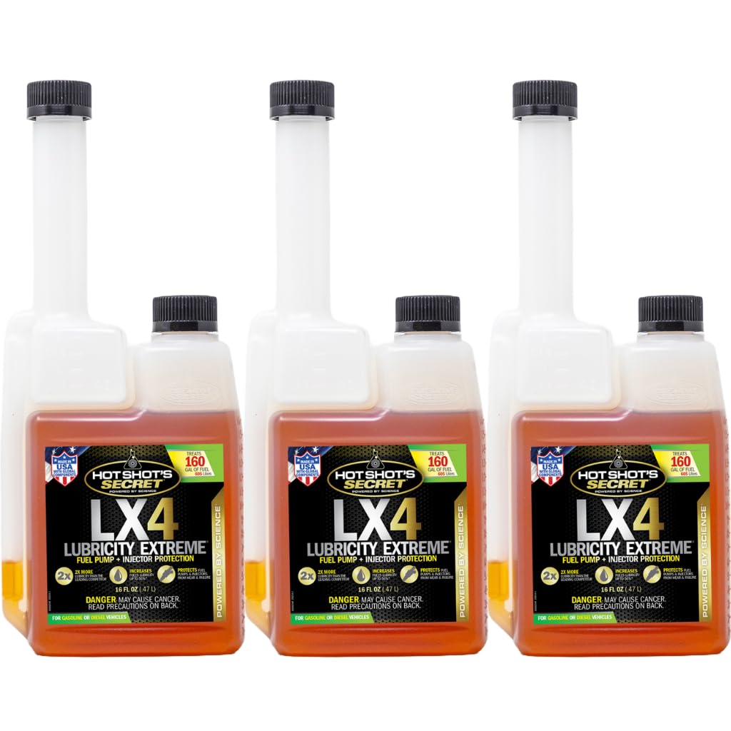 Hot Shot's Secret LX4 Lubricity Extreme Fuel Additive, 16 oz 3-Pack | Treats 480 gallons. Increases lubricity and helps protect fuel pumps and