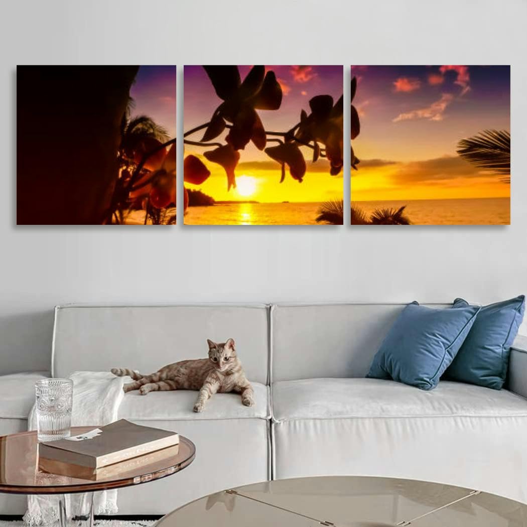 Sunset Sunrise 3 Piece Canvas Wall Art for Living Room Bedroom