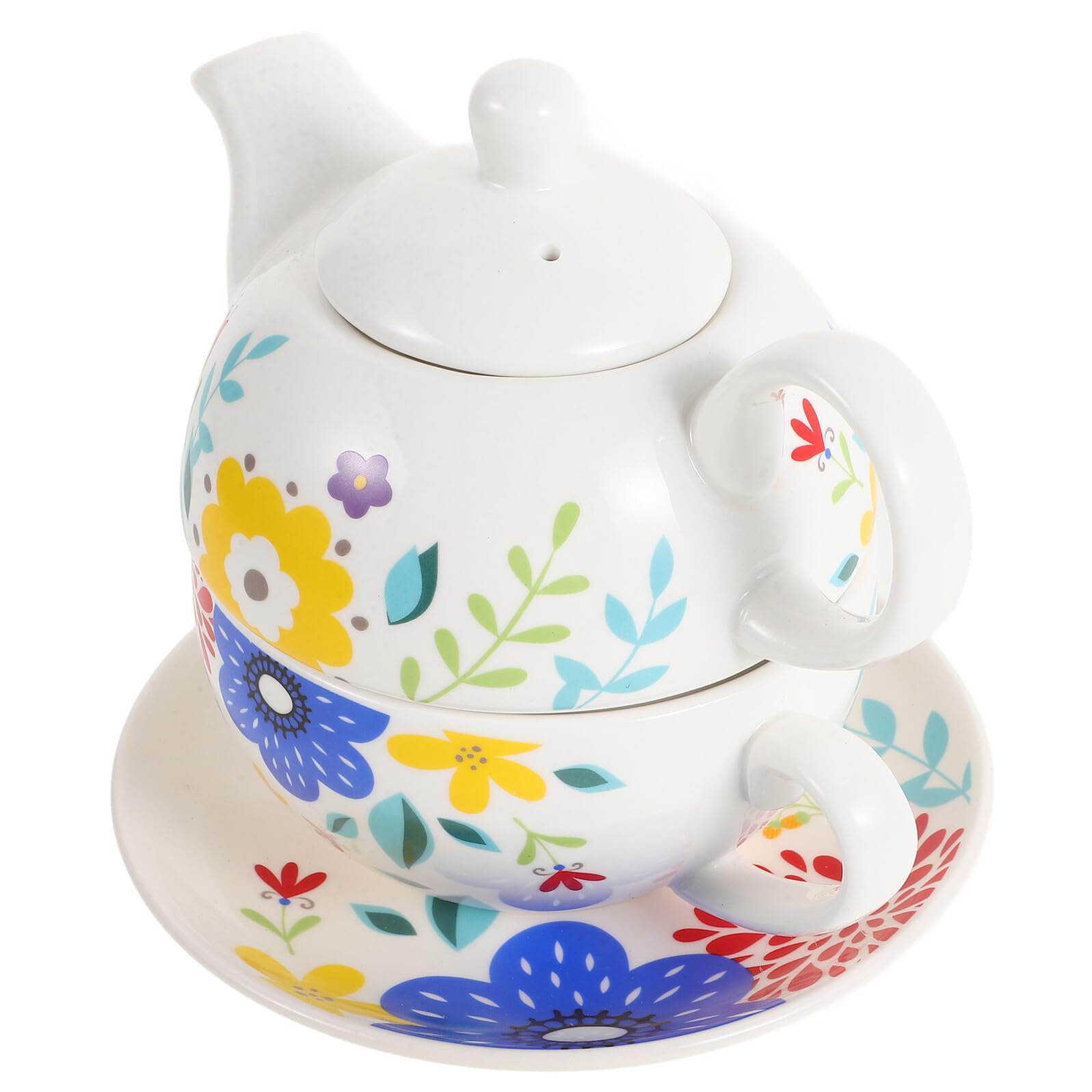 Keramik Teekanne Satz mit Untertasse und Bedruckter Teetasse Tragbares Chinesisches Teeservice für Zuhause und Reise