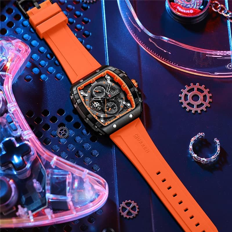 Image of Men's waterproof chronograph watch with silicone strap, 8442