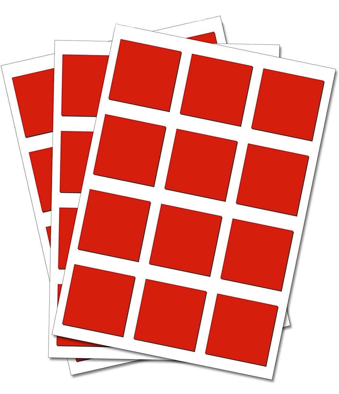 Party Decor Red 50 Squares - Removable Self Adhesive Waterproof Durable Vinyl Stickers - Digitally Cut To The Sticker Shape - Size 20Mm