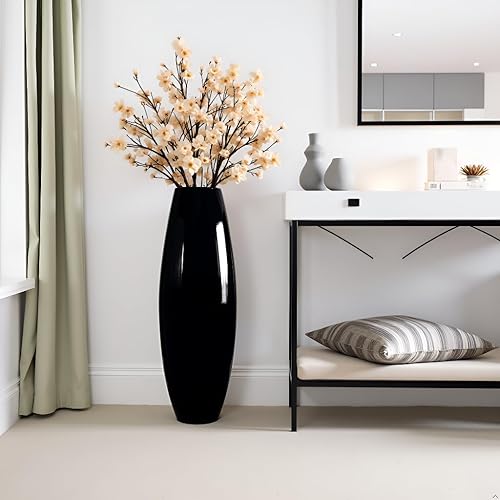 Miniatura 5 de Jarrón alto para suelo, 35.5 pulgadas (35.4 in, 2.95 pies) de alto, jarrón alto resistente para decoración, resina plateada