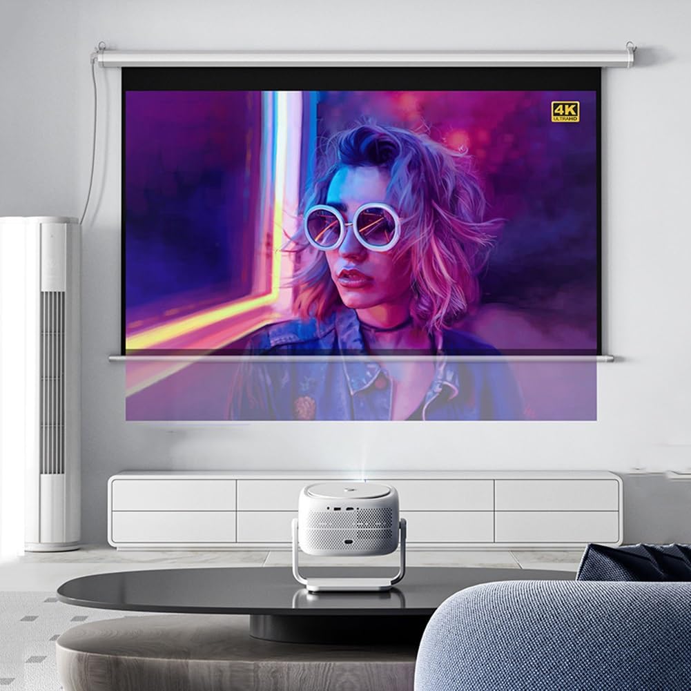 Schermo per Proiettore Motorizzato da 60 Pollici,Schermo di Proiezione a Scomparsa HD 4K/3D con Telecomando,Schermo per Film da Parete/Soffitto per Home Theater,Ufficio(60 inch(4:3))
