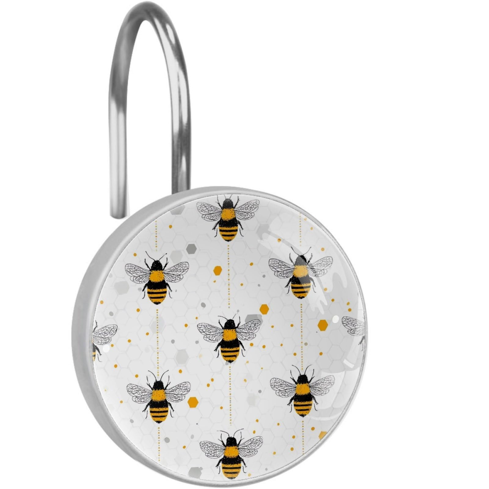 VAPOKF Decorative Shower Curtain Hook, Bees Rustproof Stainless Steel Shower Curtain Hook for Bathroom, Shower Curtain Hangers for Shower Rod