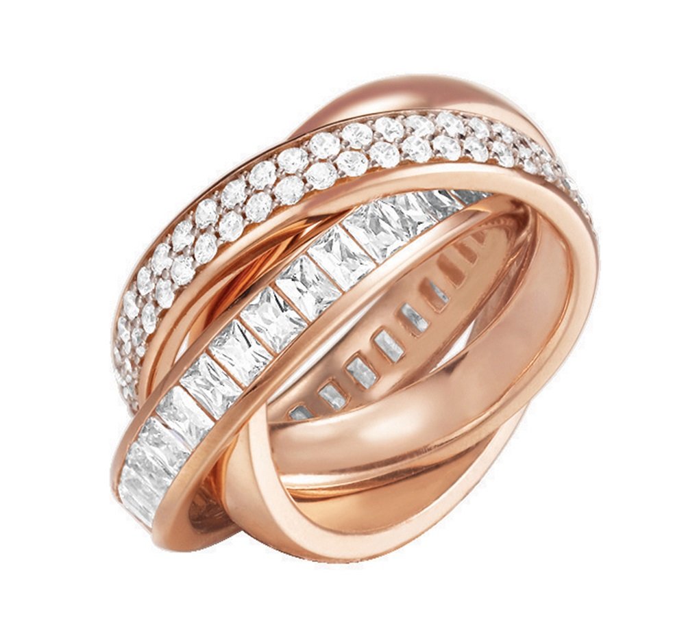 Glamour Women's Ring-It ROSE TRIDELIA transparent ESRG02258C1 Partially Gold-Plated with Cubic Zirconia pink