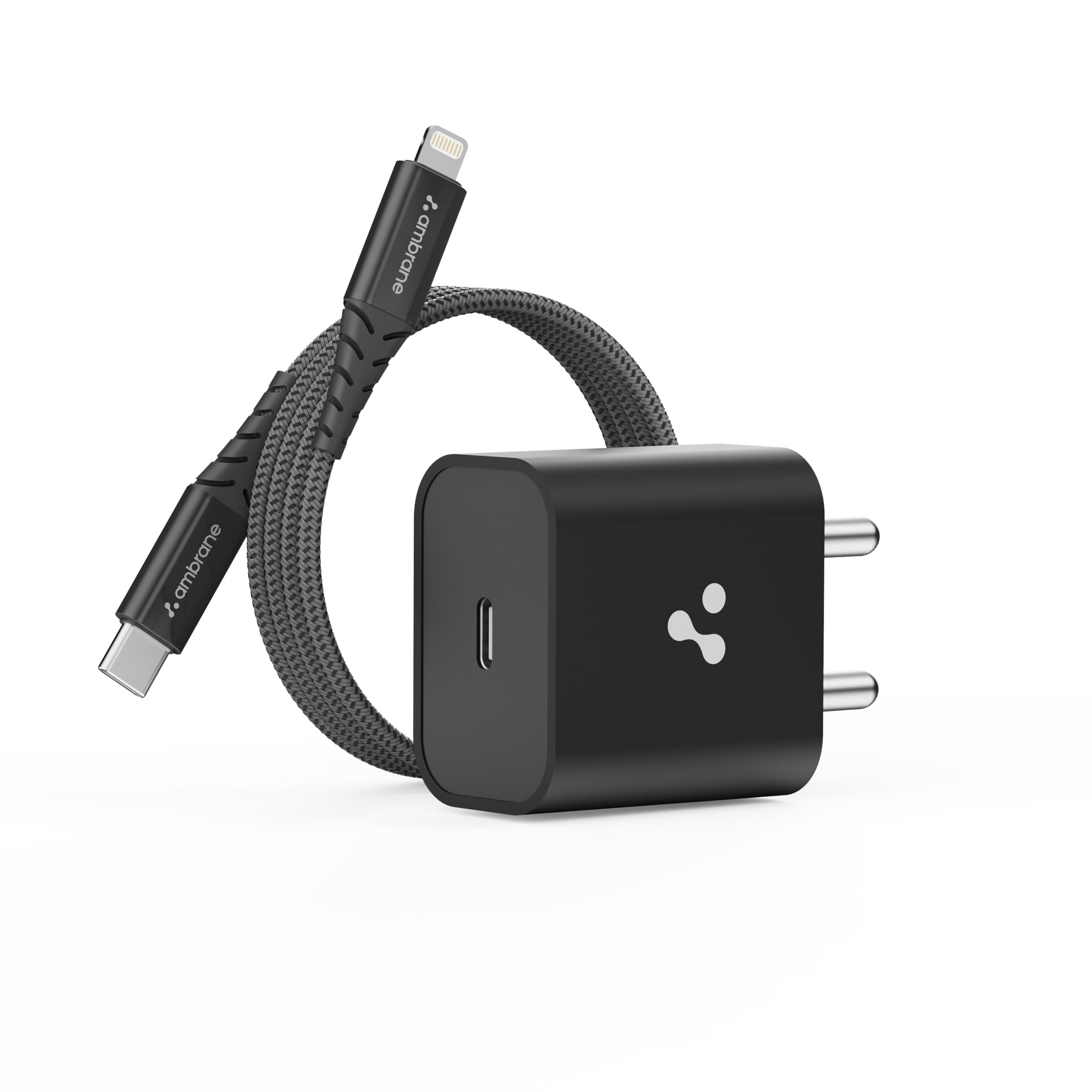 Ambrane 20W Mobile Charger Adapter with Lightning Cable || Fast Charging for Android, iPhone 14/13,13/12/11/X & Pro, Max Series & Other Type C Enabled Devices, PD Technology, BIS Certified (Raap M20)
