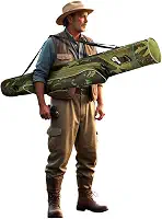 Capa Bolsa Porta Varas Telescópicas Molinete Carretilha com Bolso Alça de Ombro Transporte Proteção Pescador Tralhas Linhas Anzol Profissonal