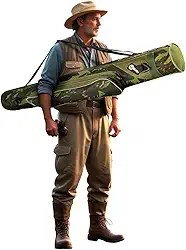 Capa Bolsa Porta Varas Telescópicas Molinete Carretilha com Bolso Alça de Ombro Transporte Proteção Pescador Tralhas Linhas Anzol Profissonal