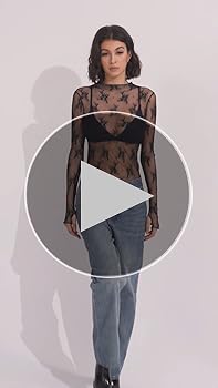 SUUKSESS Women Sexy Mesh Sheer Long Sleeve Tops Mock Neck