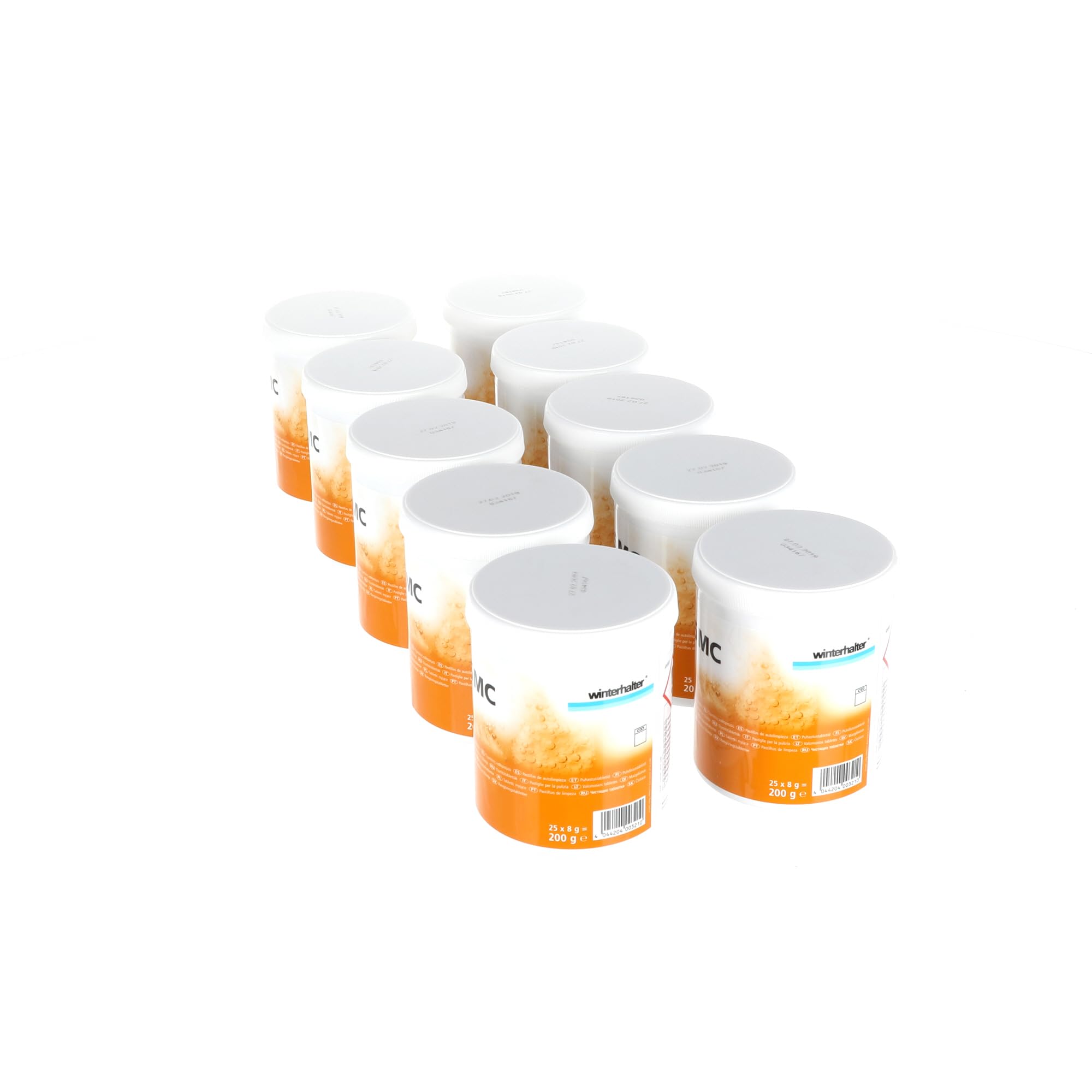 Winterhalter A15 MC Compresse detergenti per lavastoviglie 20006217 –Set convenienza: 10 lattine da 25 compresse detergenti per la ristorazione professionale, rimuove calcare, depositi e odori –A15 MC