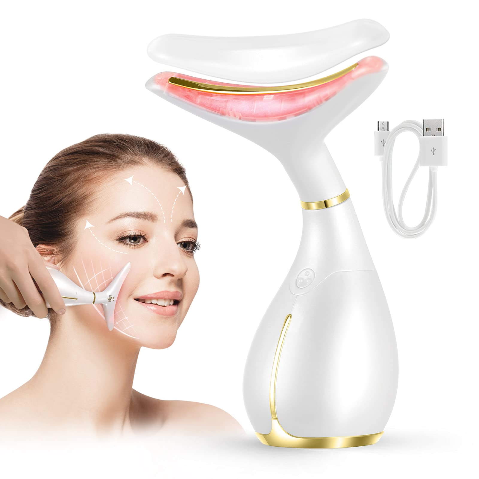 Appareil Anti Rides Visage, Appareils Lifting Massage Visage, Anti-âge Soin de Peau Beauté Appareil, Masseur Tonification Levage Pour Le Visage, Réduction des Pores, Rechargeable