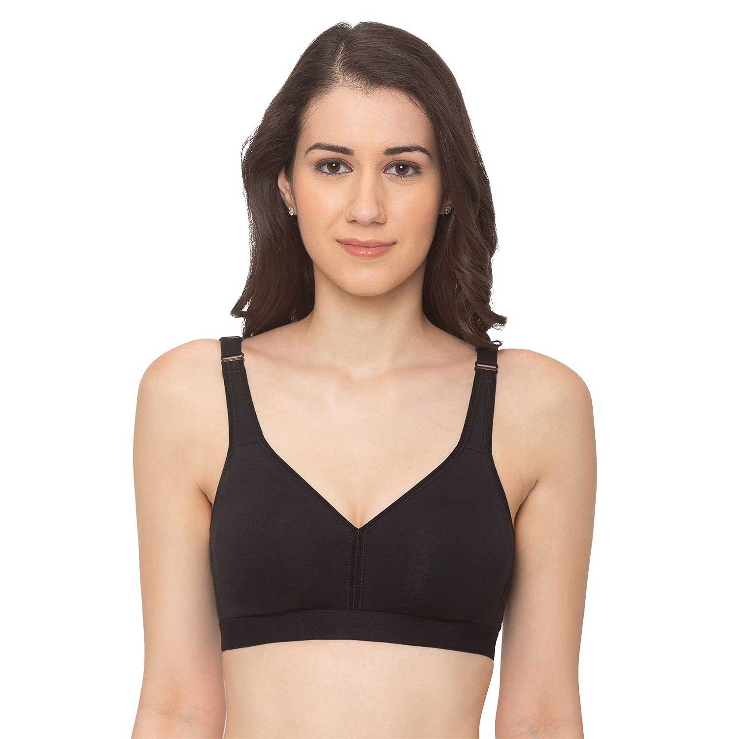CandyskinWomen's Cotton Full Coverage Bra - Comfortable, Supportive, and Naturally Elegant, Black, 36D