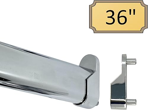 Miniatura 8 de Barra de armario ovalada de 48 pulgadas con soportes traseros de extremo de pasador, cromo pulido, 2 juegos