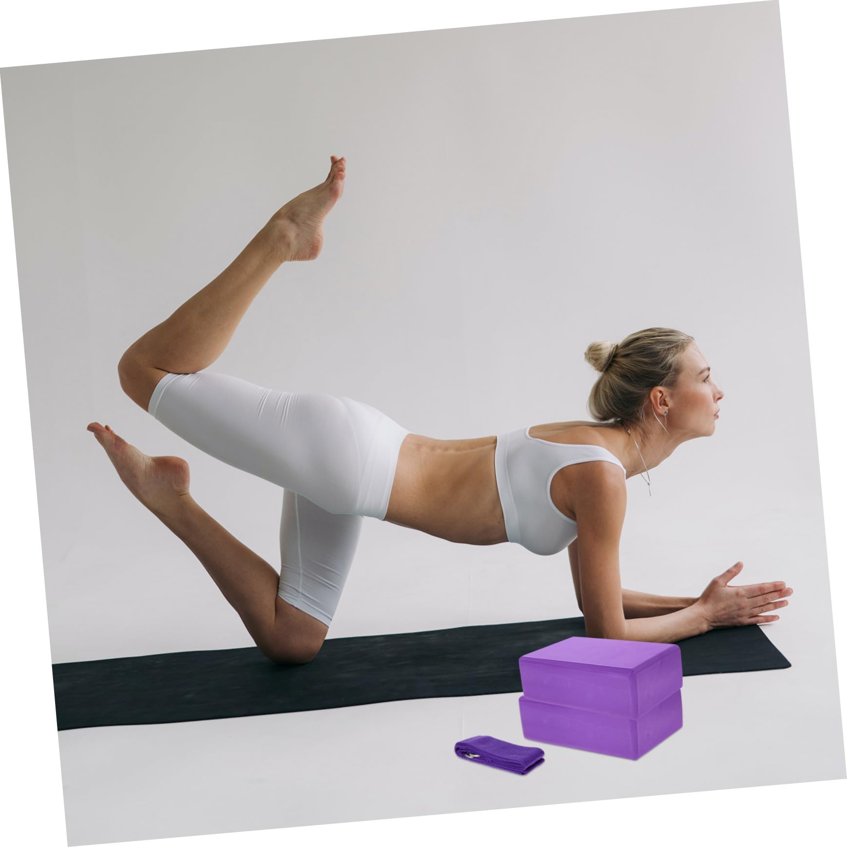 Mikikit Blocchi Yoga con Cintura in Eva Leggeri e Facili da Trasportare Set 3 Pezzi per Stretching per Sessioni di Yoga e Palestra