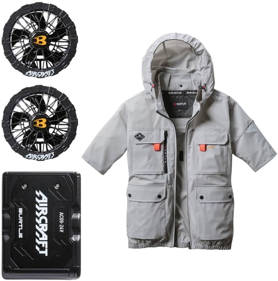 バートル] エアークラフト 半袖 ブルゾン + ファン + 新型24V 黒