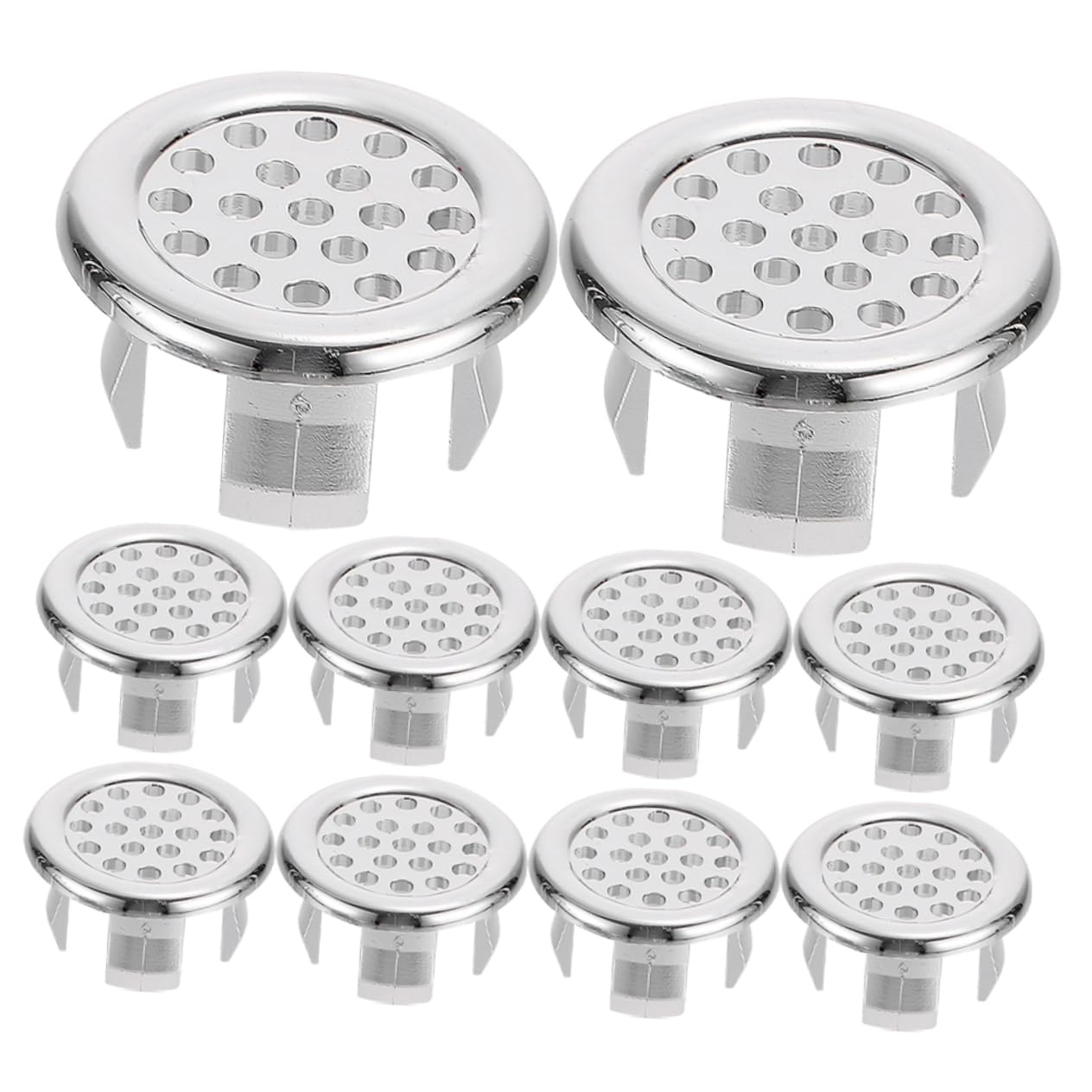 LIFKOME Copertura per Troppopieno Lavandino in Plastica Argento, Resistente alla Corrosione, Design Rotondo Elegante, Confezione da 10 Pezzi per Cucina e Bagno