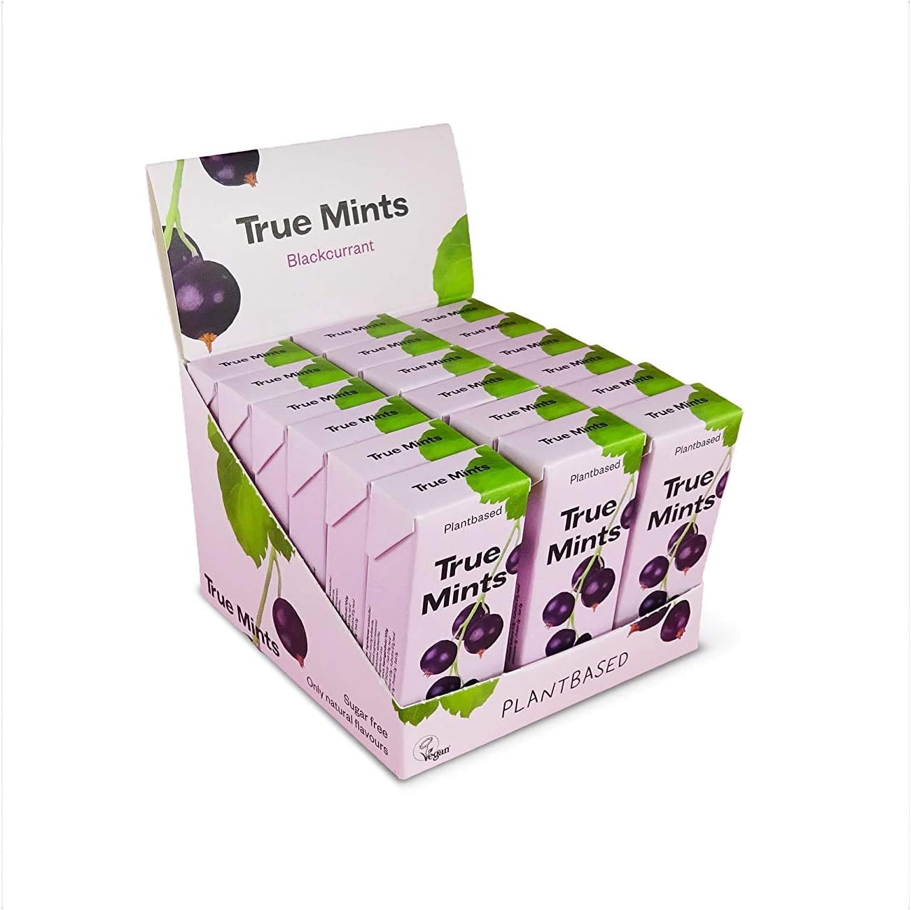 True Mints BLACKCURRENT Flavour (18-pack) - Sugar Free Mints - Xylitol Mints - Fruit Pastilles - Sugar Free & Plantbased Travel Sweets with Natural Flavours