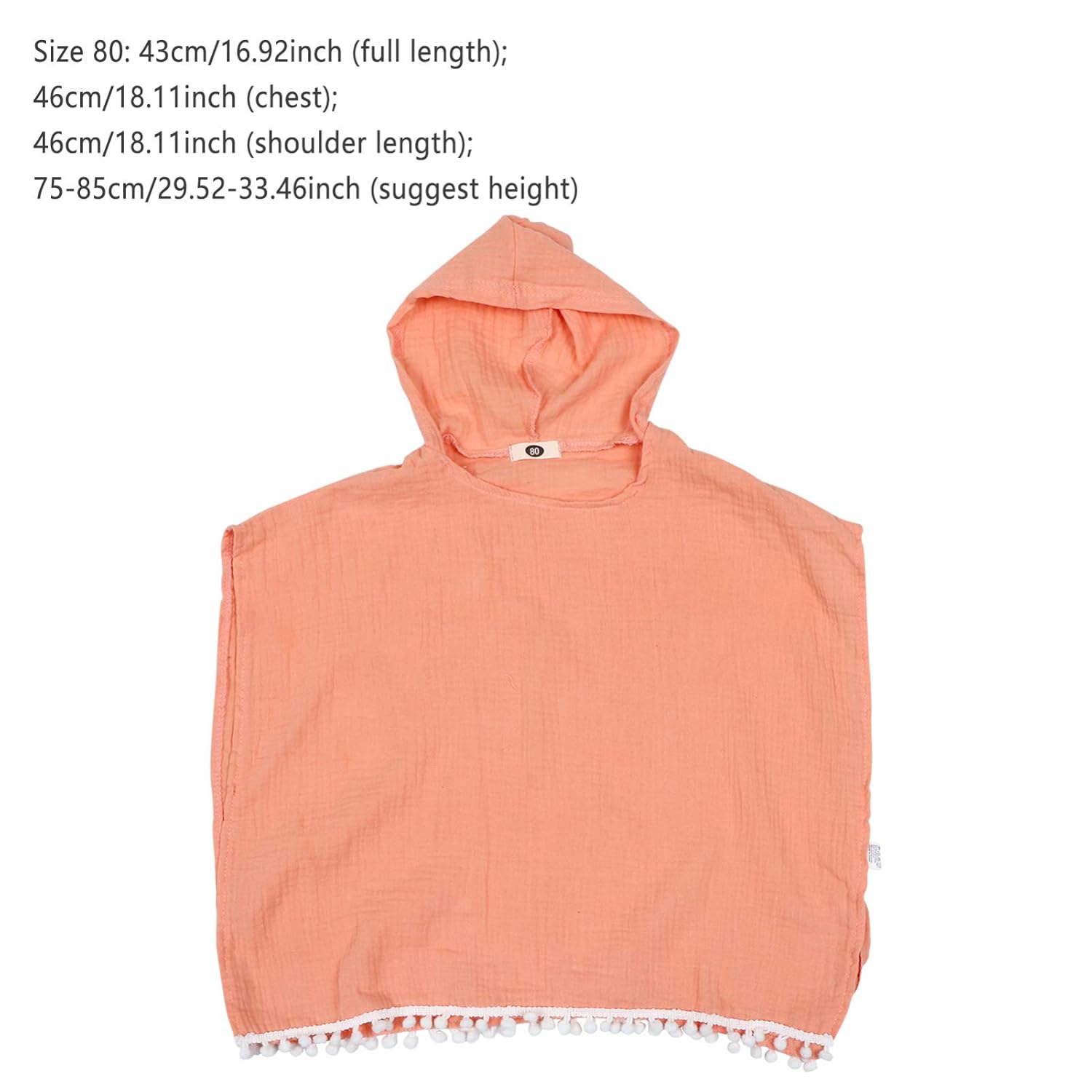 TOYANDONA Toddler Kids Baby Summer Clothes Hooded Swim Suit Cover Ups Bath Towel with Pom Poms Cotton Cloak for Toddler Infant Boy Girl Size 80 Pink : Clothing, Shoes & Jewelry