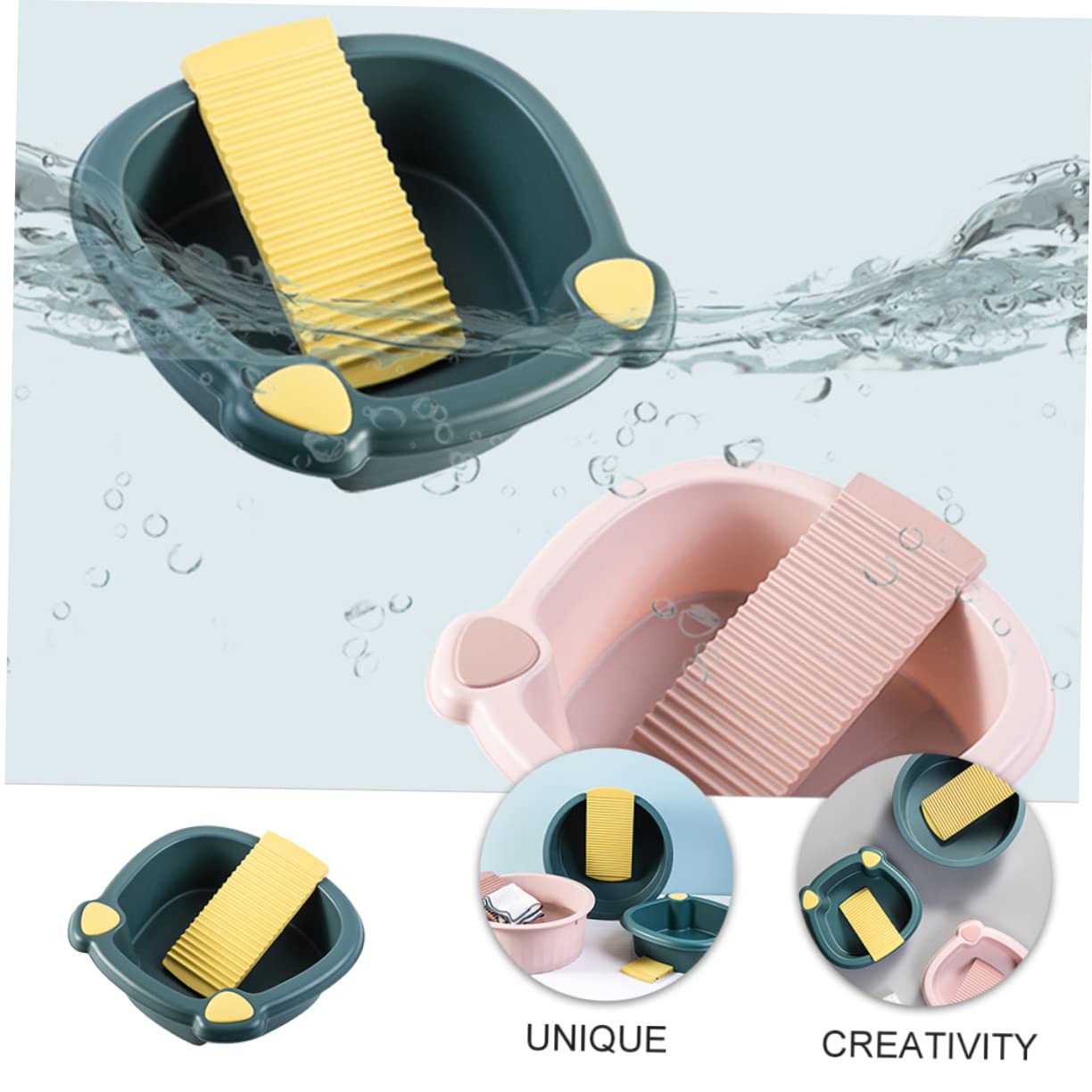 Healvian 1juego Bañera Para Ropa Tablero De Lavado Resistente Altas Temperaturas y Prueba De Fugas Para Dormitorios y Lavados Mano Profundo Mostaza