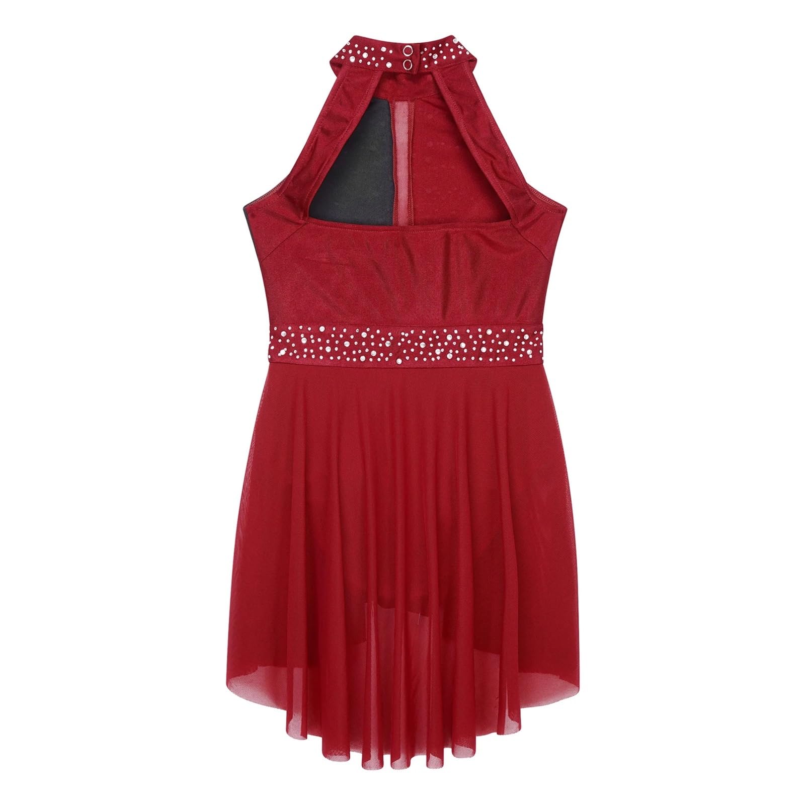 Vestido Patinaje Artistico Vestido de patinaje sobre hielo for niñas, leotardo de gimnasia con diamantes de imitación brillantes, vestido de patinaje artístico sin espalda, traje de baile lírico for n