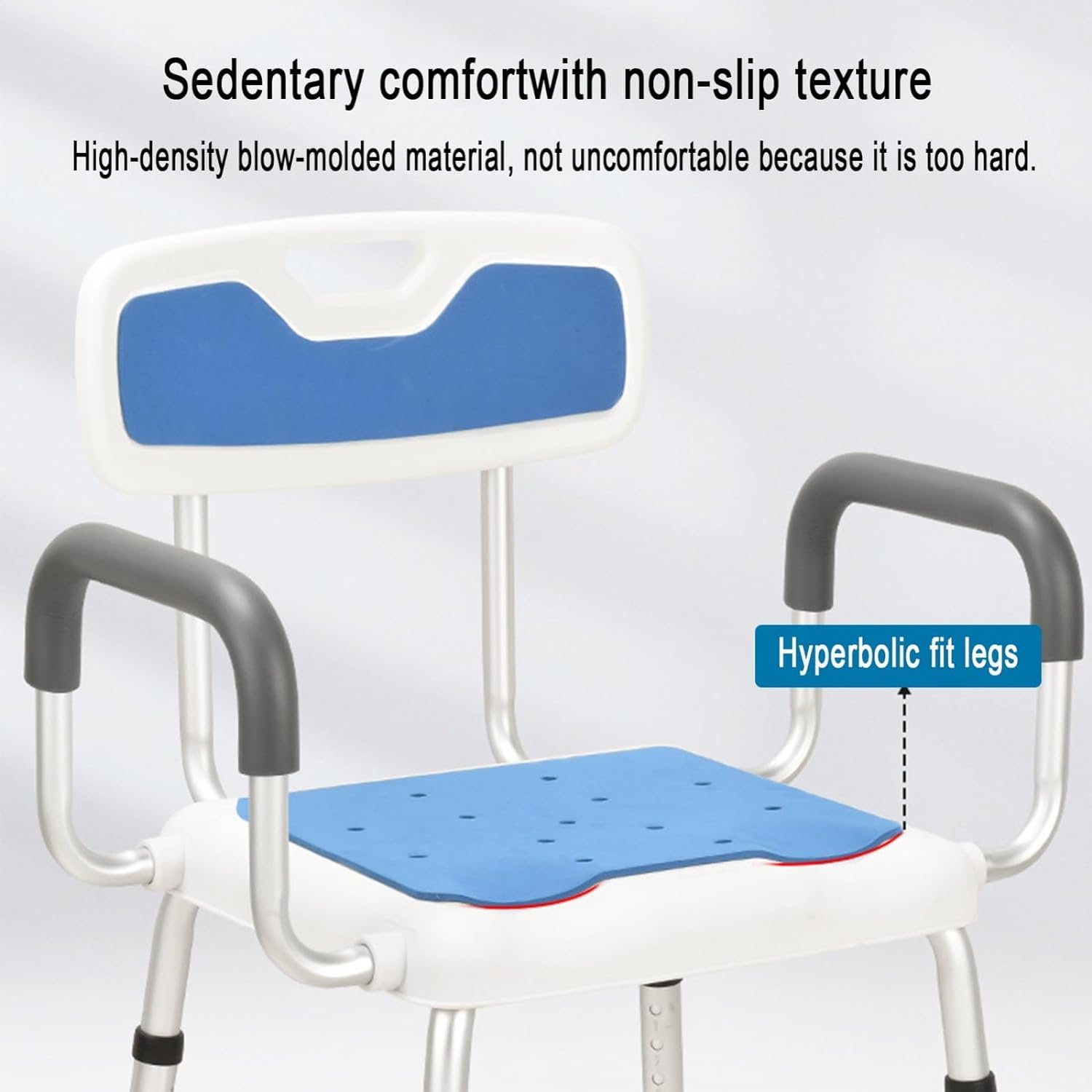 Silla de Ducha de 6 Niveles de Altura Ajustable, con reposabrazos y Respaldo Acolchados Banco Antideslizante Asiento de bañera for baño, Asientos de baño de Seguridad for Adultos Ancianos(A)