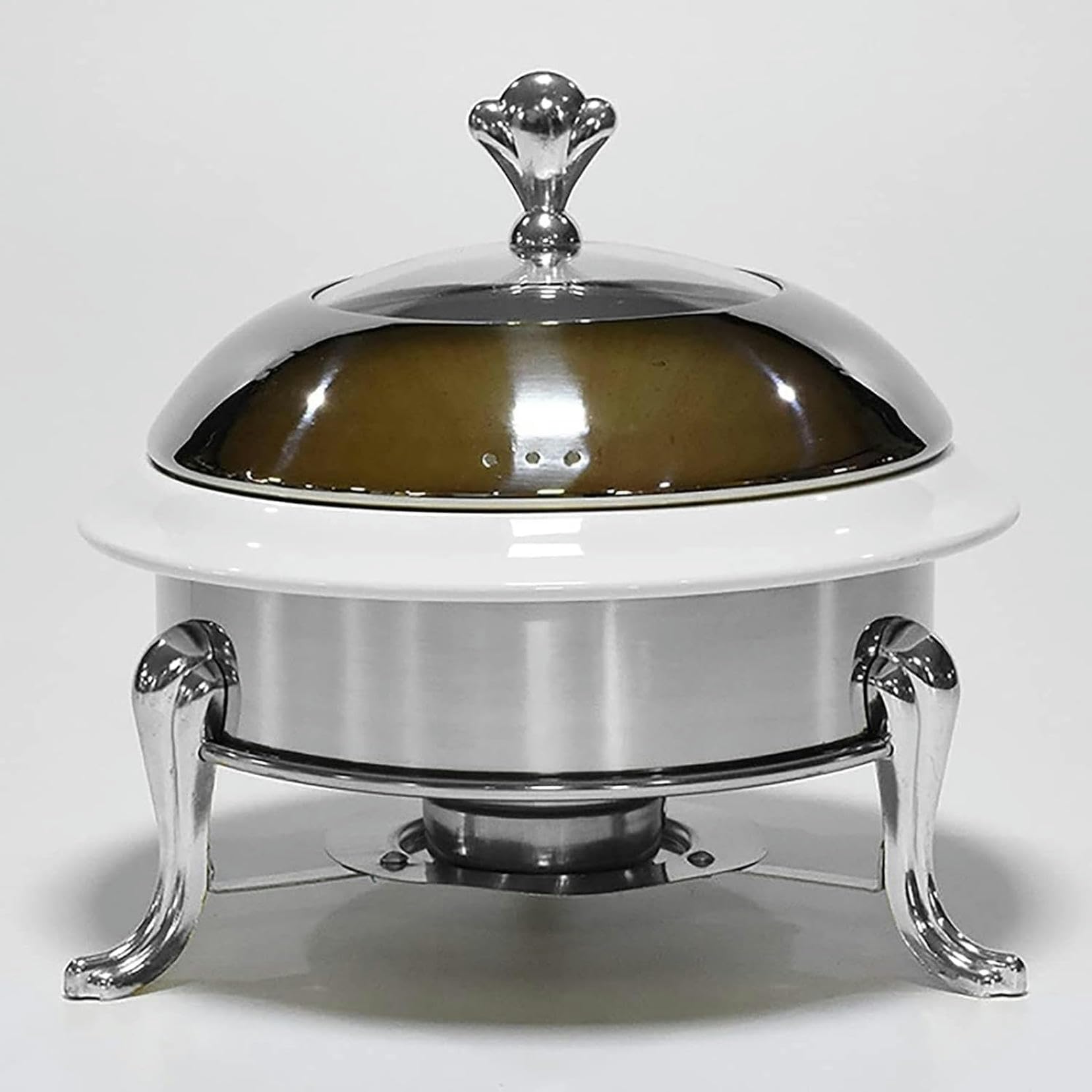 Hadecoll Silver Chafing Dish Buffet Set,Round Durable Chafer And Buffet Warmer Set,Stainless Steel Chafer For Kitchen Party Dining Buffet,Ceramic Liner,-26Cm
