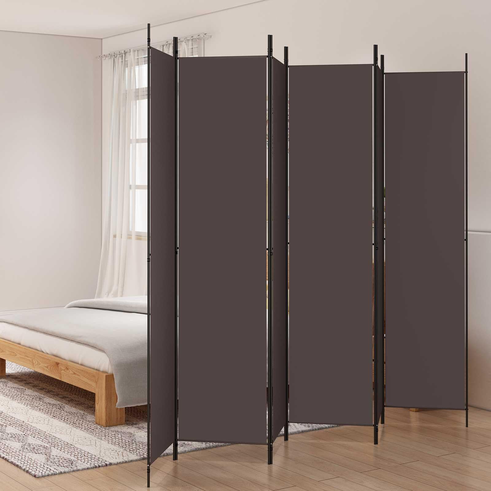Parawan Przegroda 6 Paneli Tkanina brązowa 300x220 cm