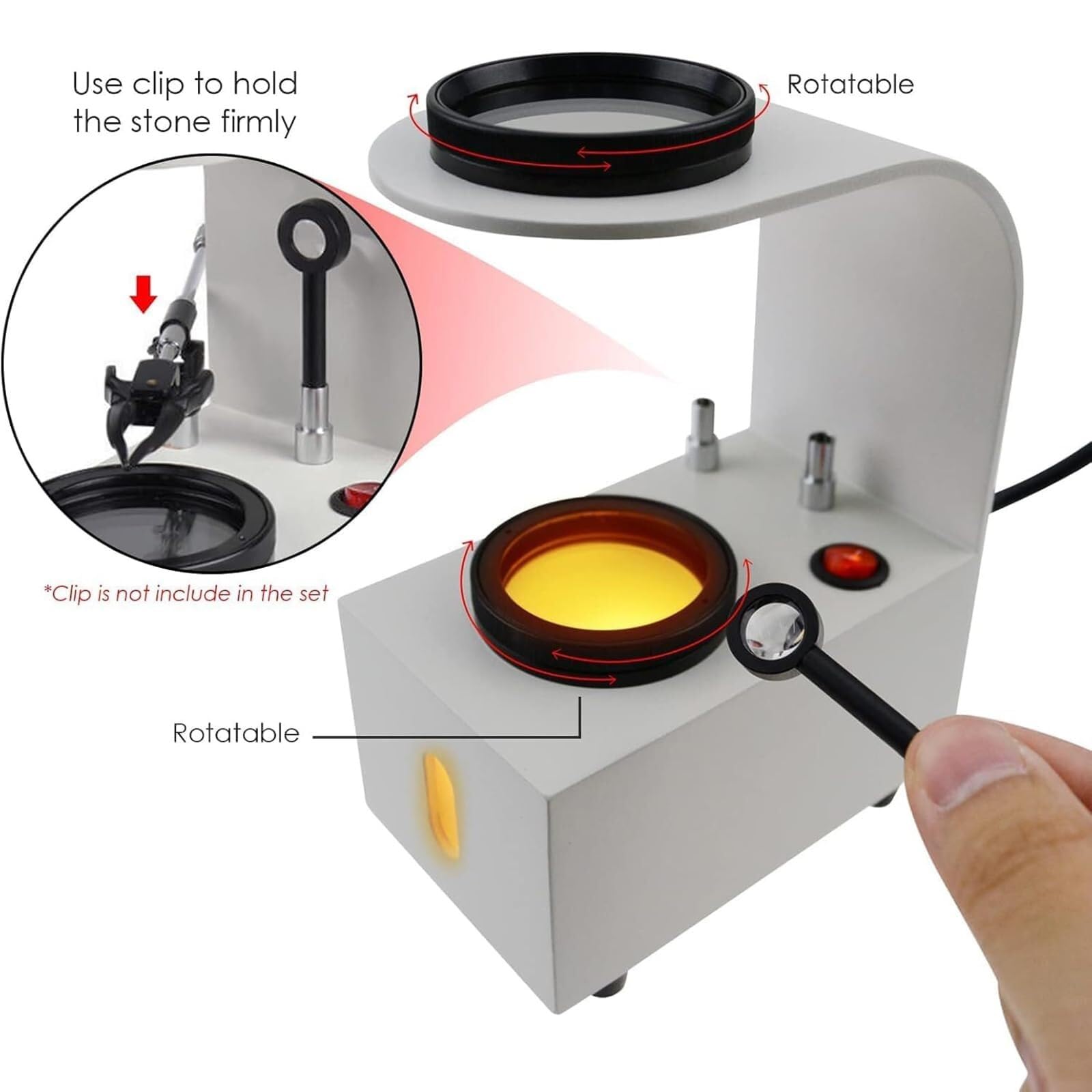 Tisch-polariskop Mit Led-leuchte, Spiegelhöhe 58 Mm, Mit Interferenzkugel Und Universalklemme, Schmuck-polarisometer-Tester Für Diamanten, Amethyste Und Edelsteine