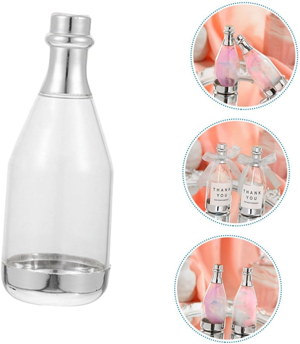 20pcs Silver Bottle Shaped Candy Boxes Wedding Party Favors Mini Wine Bottle Candy Containers for Banquets and Birthday Treat Packaging
