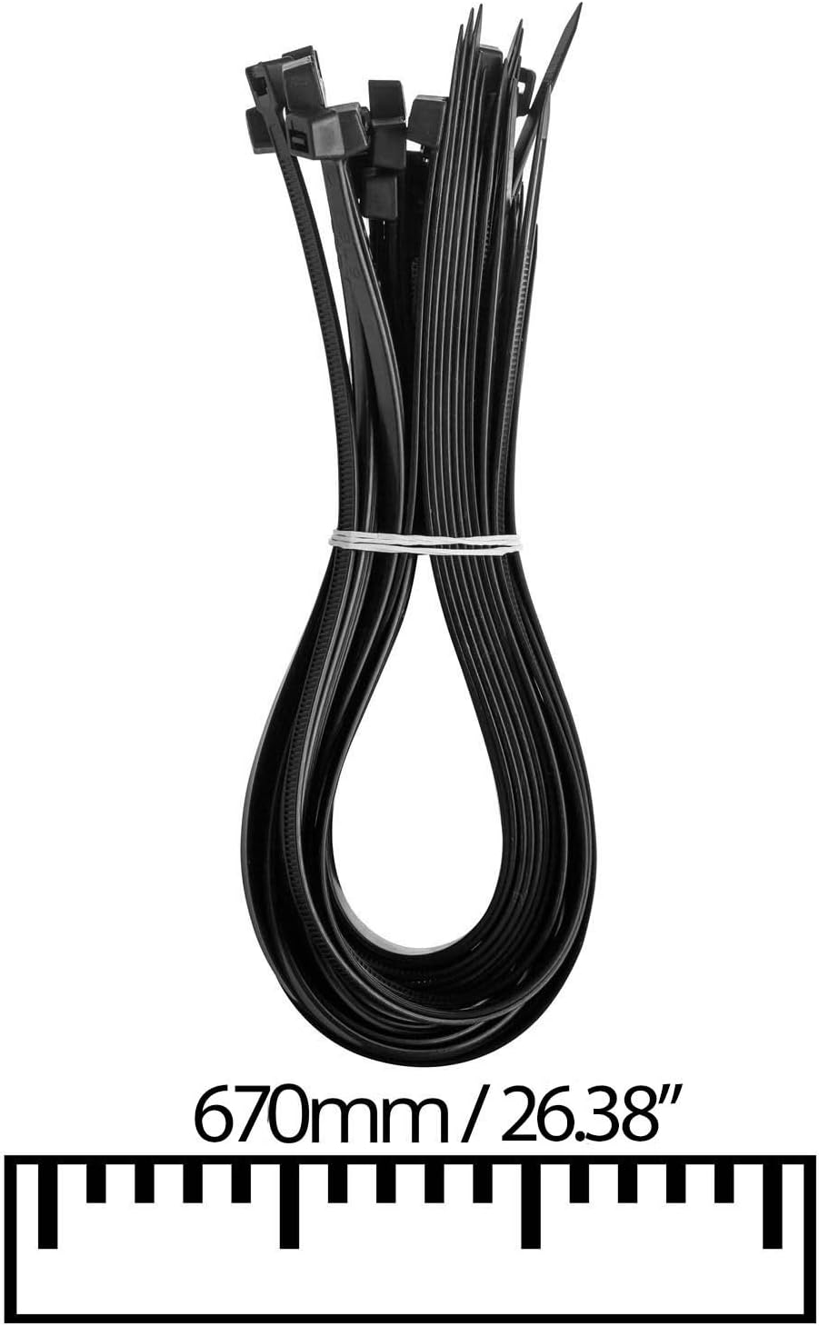 MutecPower Cable Zip Ties 67cm long Black & White Nylon 10-Pack Heavy Duty Holds 80kg - 8.8x670mm, Black, White, 8.8 x 670mm - Image 3