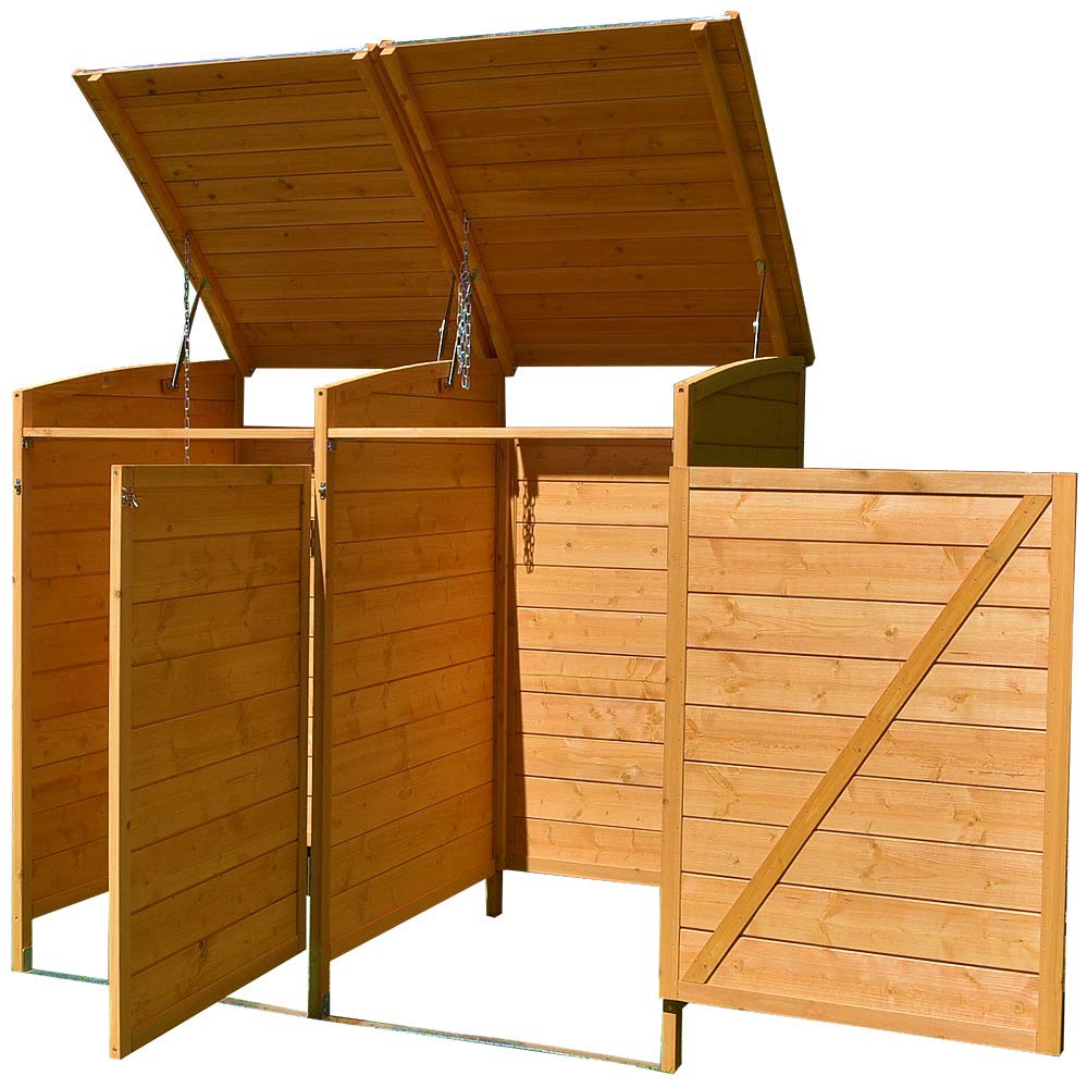 Melko Cache-poubelle 240 l en bois 140 x 85 x 127 cm avec paroi arrière