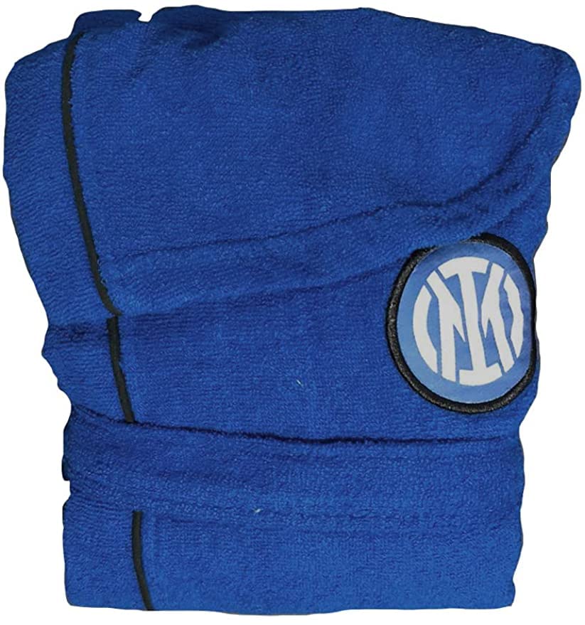 Peignoir Éponge F.C. Inter Enfant 8-10 Ans - 100% Coton, Bleu/Noir, Confortable
