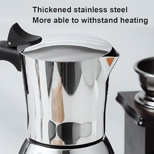 Miniatura 3 de Cafeteras de acero inoxidable Moka Pot, 6.8 fl oz, olla de extracción de Moka expreso, cafetera Moka italiana y cubana, cafetera al aire libre