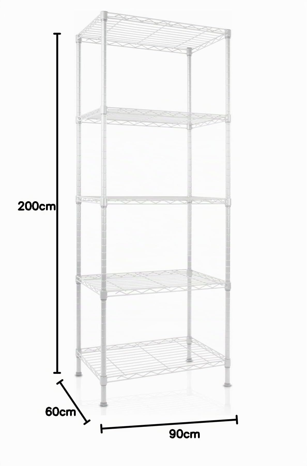 casa pura Scaffale Metallico Rocky | Scaffalatura | Scaffale Acciaio | scaffale componibile | 5 Ripiani Regolabili | 90x60x200cm, Bianco