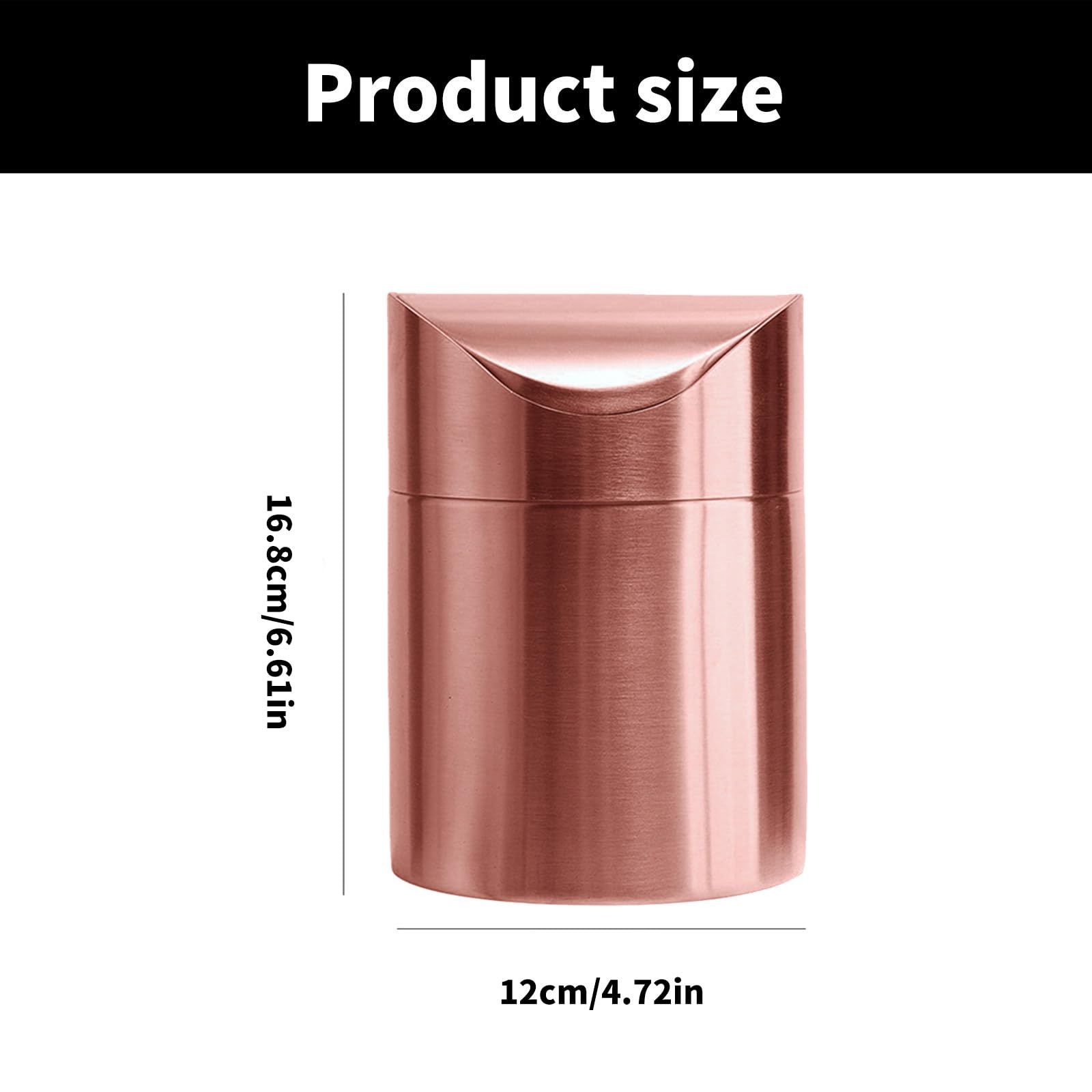 Pattumiera da tavolo in acciaio inox spazzolato, 1,50 l, con coperchio rimovibile, per cucina e scrivania, in acciaio inox