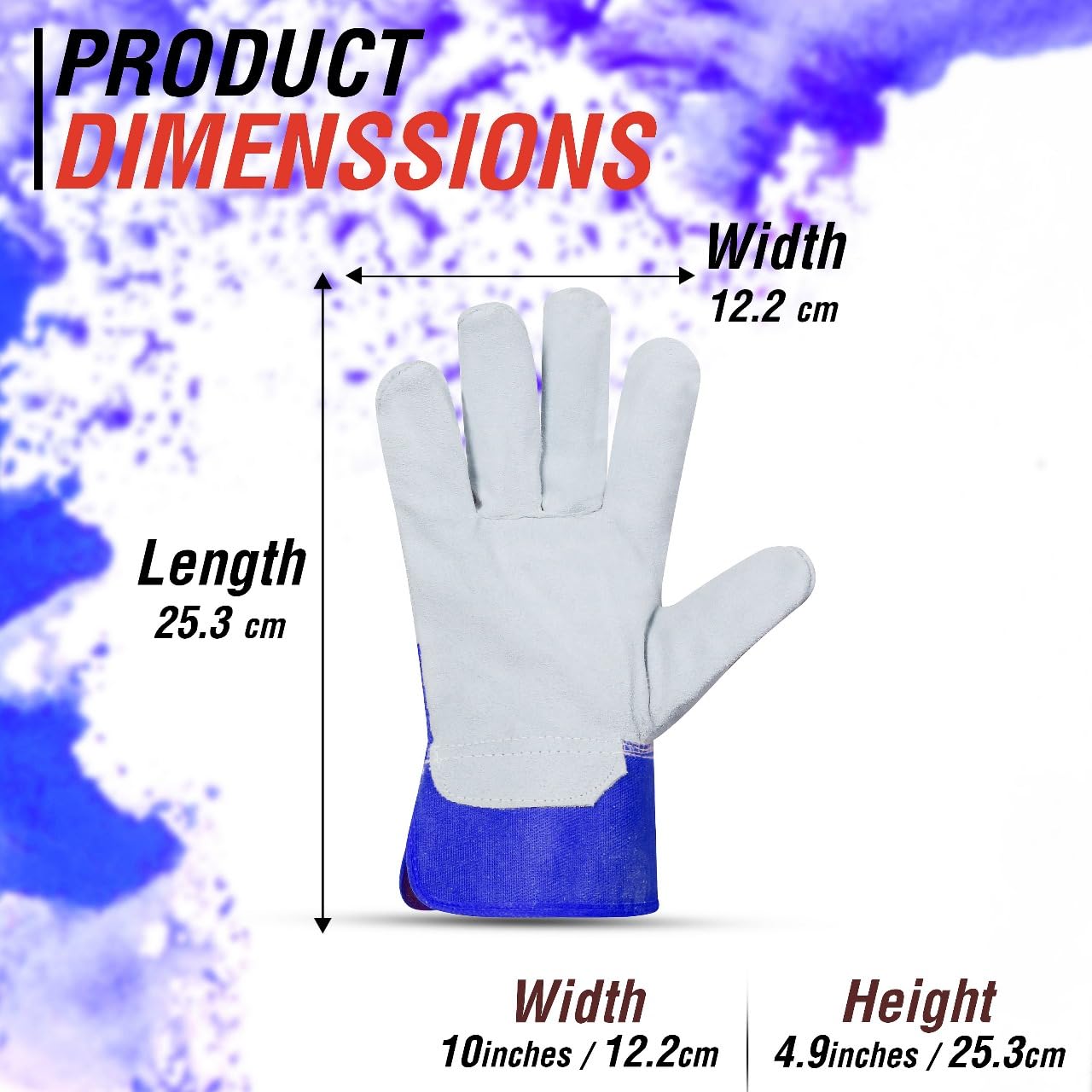 Tussan Sports Split Leather Work Gloves, Heavy Duty Thorn Proof Gardening Gloves for Digging, Weeding, Planting and Construction Working Pruning & Rigger Tasks (Blue, Pair of 1) - Image 2