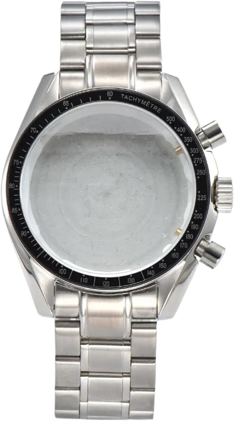 39.7mm Stainless Steel case Compatible VK63 VK63A VK64 Movement Moon No Sapphire 20mm Strap Watch Repair(39M)