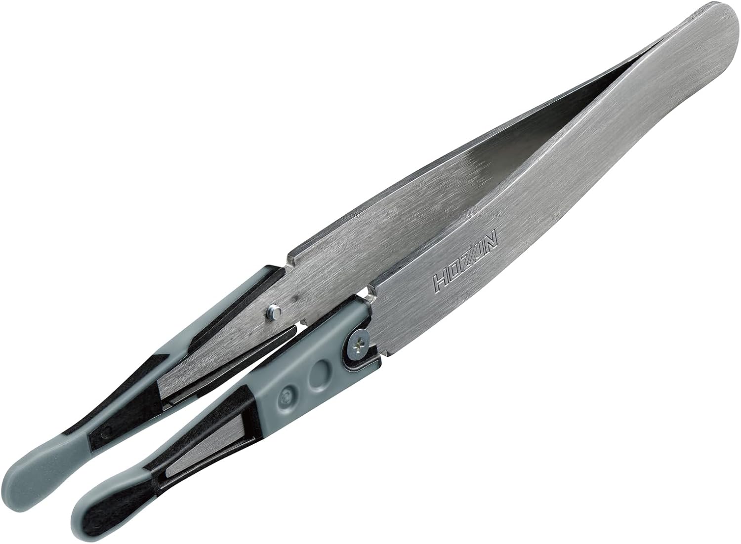 Hozan ESD Soft Tip Tweezers, Anti-Static Tweezers, Total Length 4.9 inches (125 mm), Opening Width 0.4 inches (10 mm), Tip Width 0.2 inches (6.0 mm), Wide R-Type P-645-J