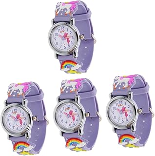 4Pcs Relógio De Desenho Animado Infantil Relógios De Presente Para Meninas Para Meninas Pulseira De Relógio De Silicone Presentes Para Crianças Relógio Para Meninas Presentes