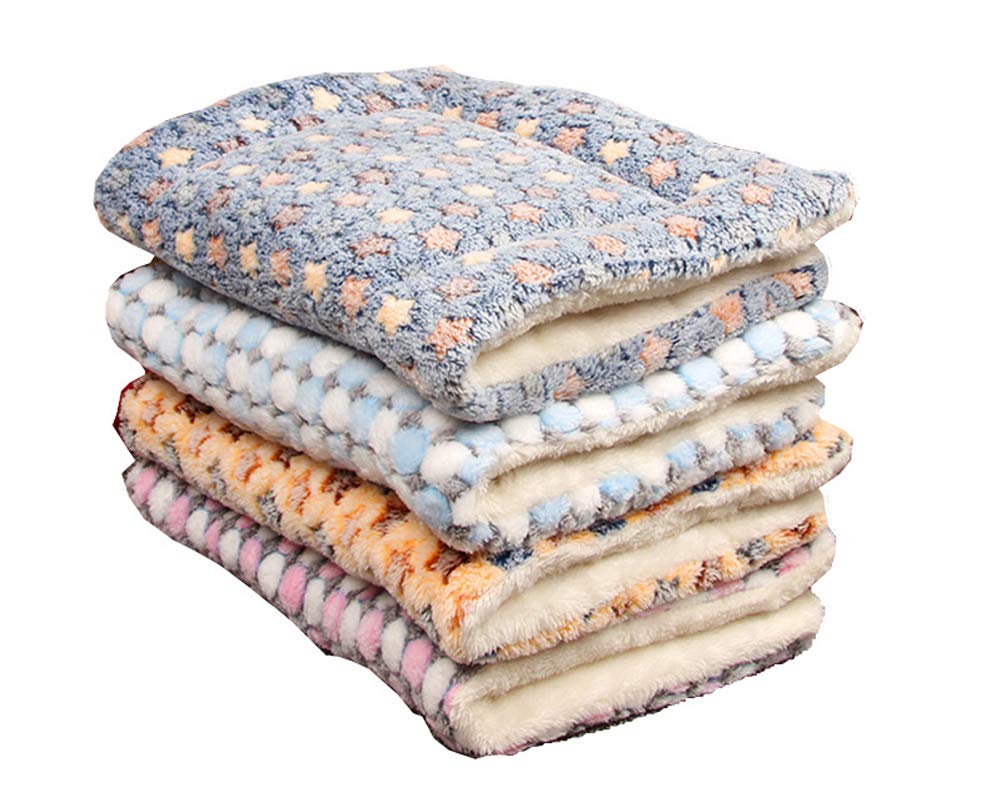 Couverture en polaire sherpa double épaisseur ultra douce pour animaux de compagnie – Jeté en polaire de qualité supérieure pour chiens et chats – Motif étoiles bleues – Taille 7