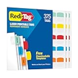 Redi-Tag Laser Printable Tabs, Permanent Index Tabs, Customizable Adhesive Labels, 5 Assorted Colors: Yellow, Red, Blue, Green, Orange, 1.125