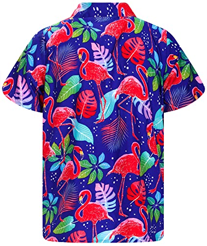 Mens Funky-Flamingo-Flowers Short-Sleeve Hawaiian-Shirt Novelty Summer-Vibes Aloha2
