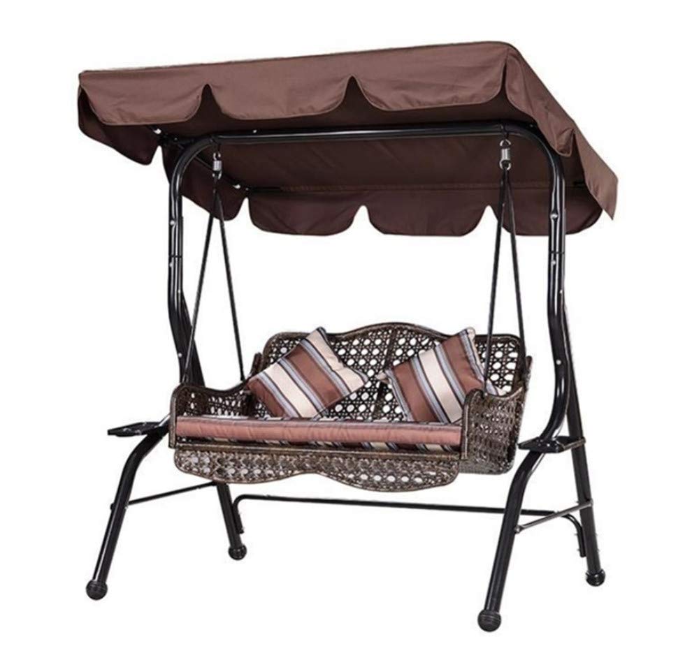 LINGKY Replacement Canopy for Swing Seat 2 & 3 Seater Sizes Hammock Cover Top Garden Outdoor (132x190x15cm,Brown)