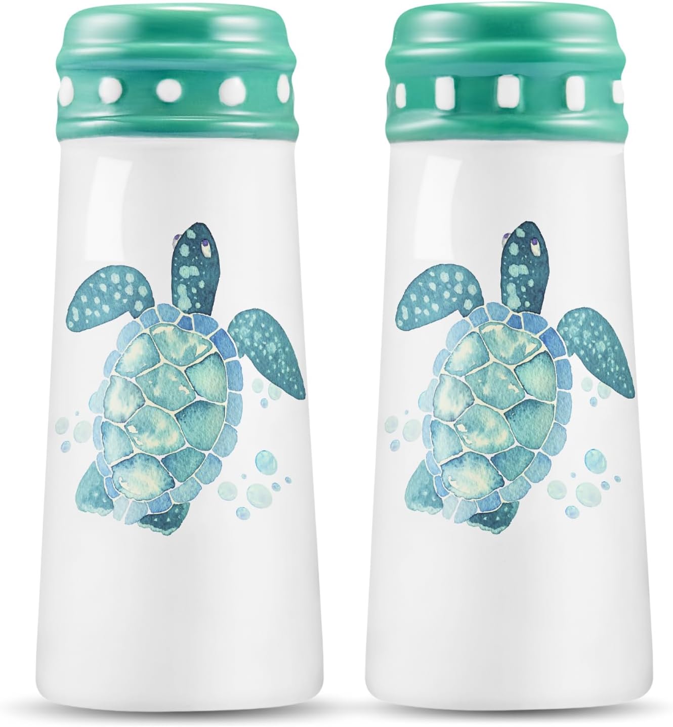 Turtle Salt and Pepper Shakers - Coastal Ocean Nautical Decor, Teal Kitchen Accessories and Decor Turquoise Kitchen, Hawaiian Beach Salt Pepper Shakers Set Large, Cute Sea Turtle Labor Day Gifts
