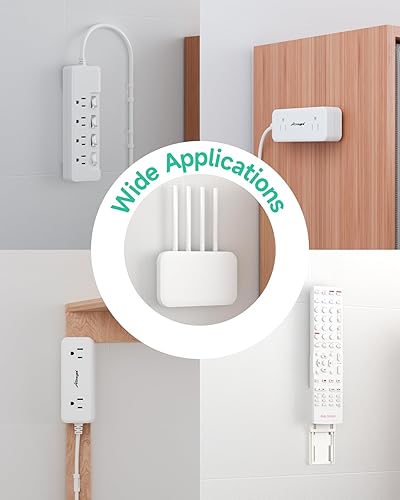 Miniatura 2 de Kit de organización de cables de soporte de enchufe, 4 soportes adhesivos sin perforaciones con 16 organizadores de cables adhesivos (L) 20 clips