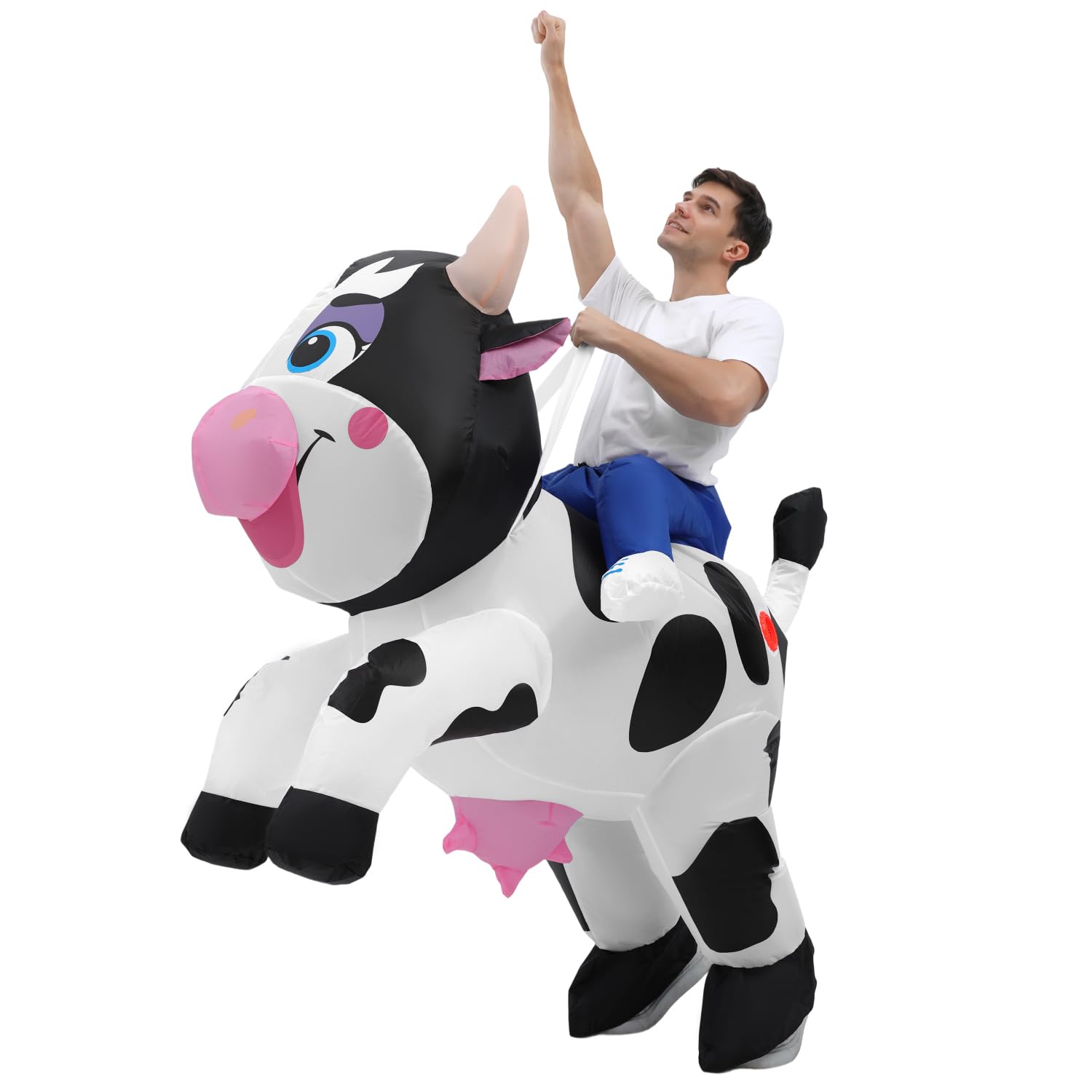 RHYTHMARTS - Costume gonfiabile da mucca, costume gonfiabile con mucca da indossare, costume gonfiabile di Halloween, costume gonfiabile per travestimenti per adulti