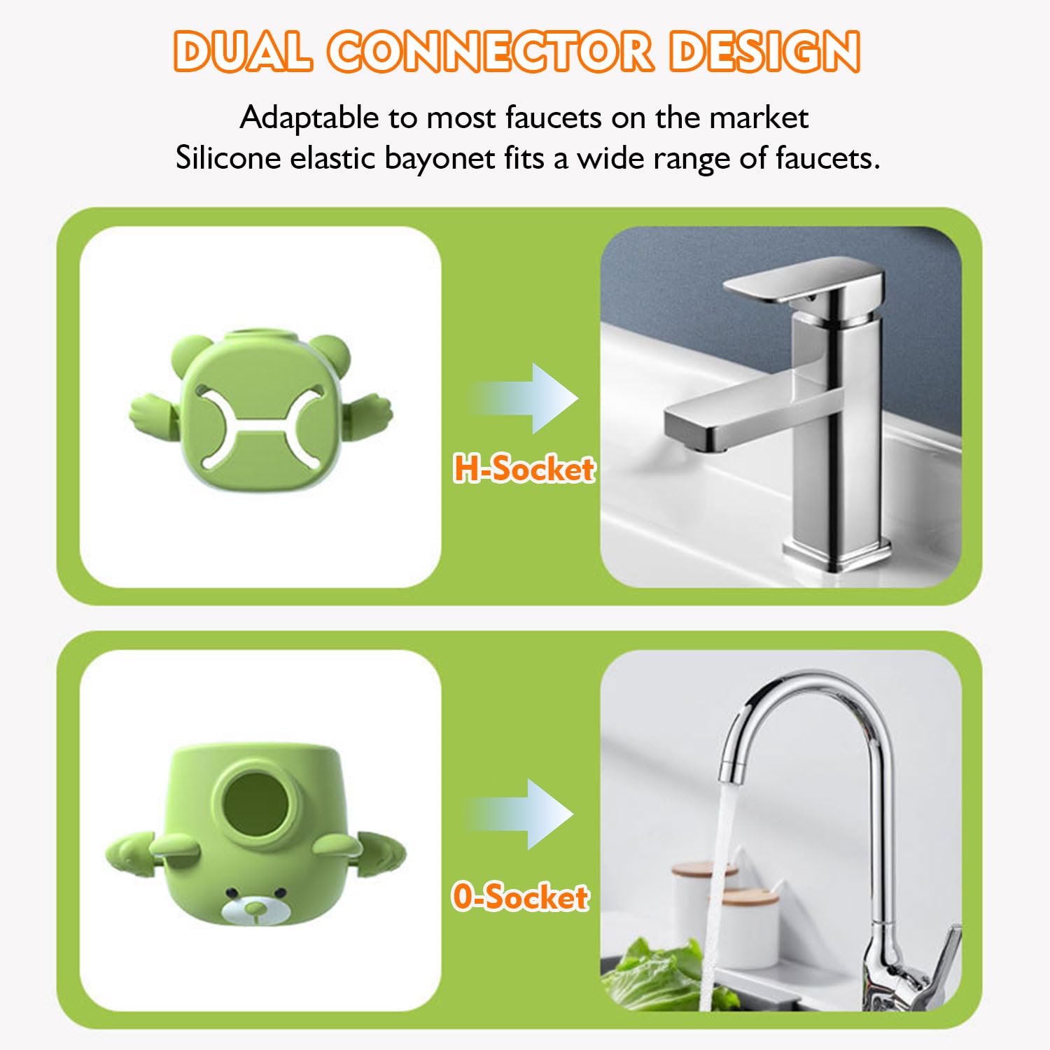 Extensión de grifo infantil, cambio de color con agua caliente con efecto sensor de temperatura, accesorio de silicona seguro para lavabo, asiento antideslizante para manos de niños (marrón + verde
