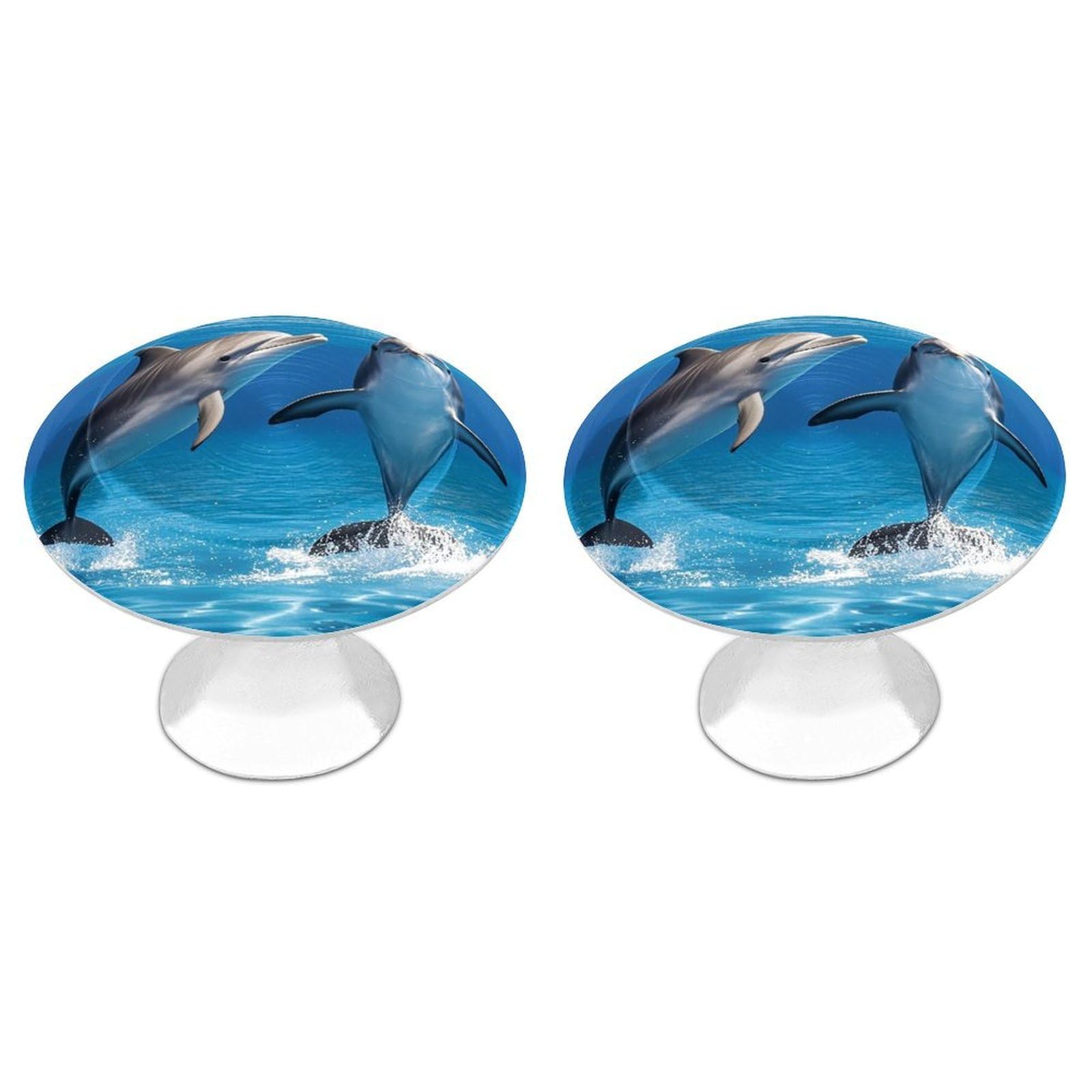 FekiLoot Two Dolphins Cabinet Knob 2 Pack Mini Round Drawer Pulls Stainless Steel Dresser Drawer Knobs Kitchen Drawer Hardware for Bathroom Dresser Closet Door Knobs